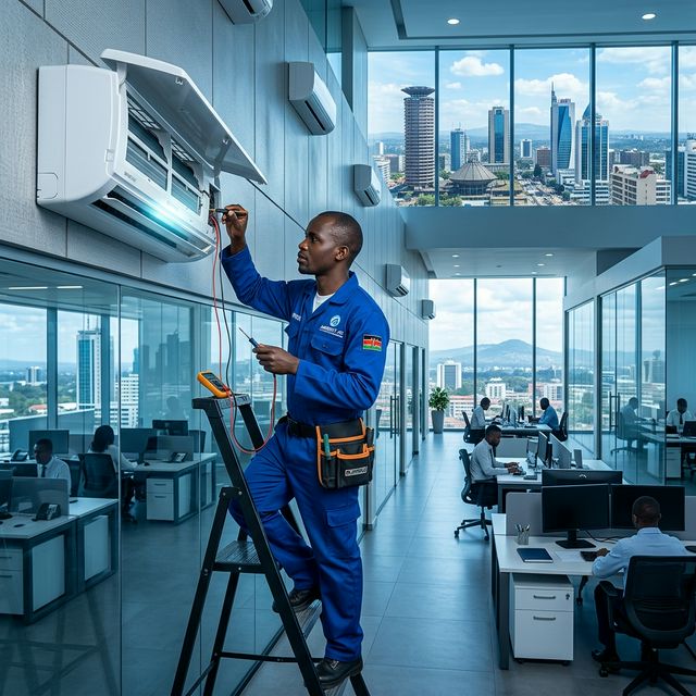 Air conditioning systems installed in a modern building