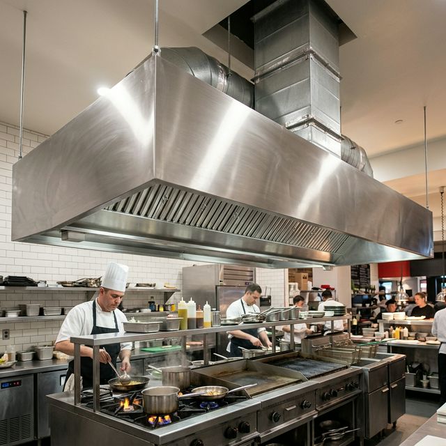 Professional kitchen hood extractor and duct ventilation system